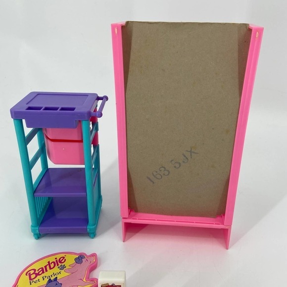 VINTAGE Barbie Pretty Pet Parlor Playset Shelf & Cart Replacement Accessory Lot - Picture 6 of 10